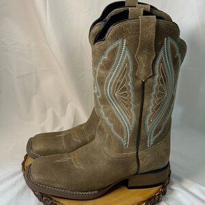 Sterling River Brown Leather Western Boots Square Toe mid calf Women’s Size 9.5‎